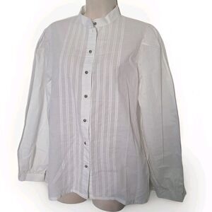 Alphorn Trachten Original vintage white blouse button down long sleeves sz 12/42